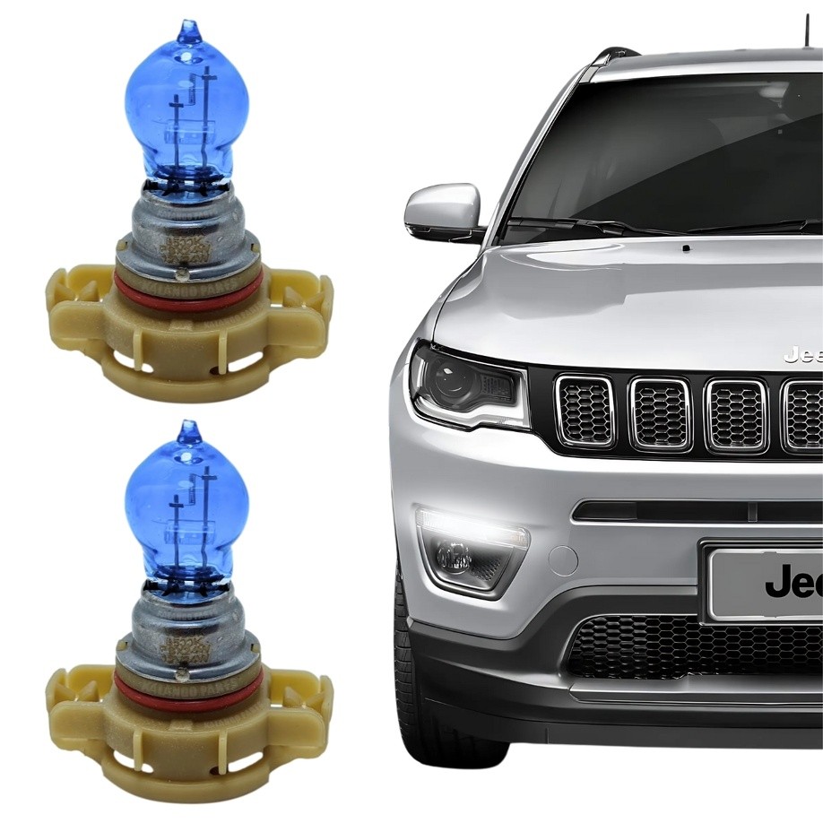 Lâmpadas Farol Diurno DRL Jeep Compass 4300K H16 PSX24W + Pingo T10