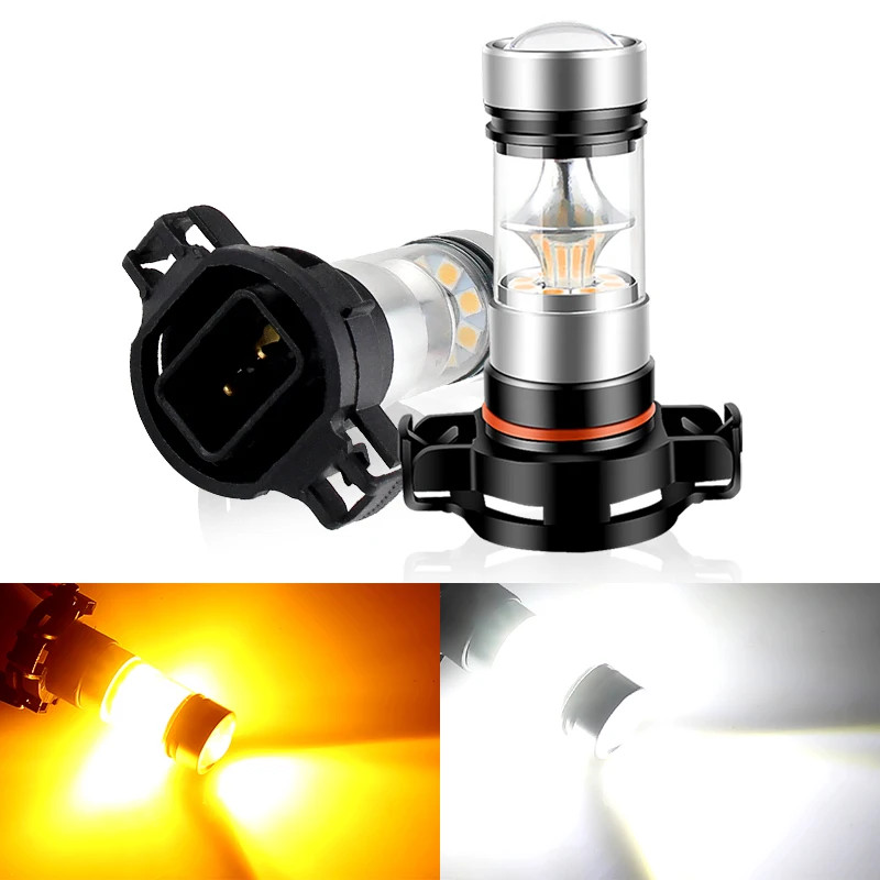 2 Peças Branco Amarelo PSX24W H16 (Ue) LED De Alta Potência 100W Para Lâmpada De Neblina Luz condução Diurna DC 12V-24V