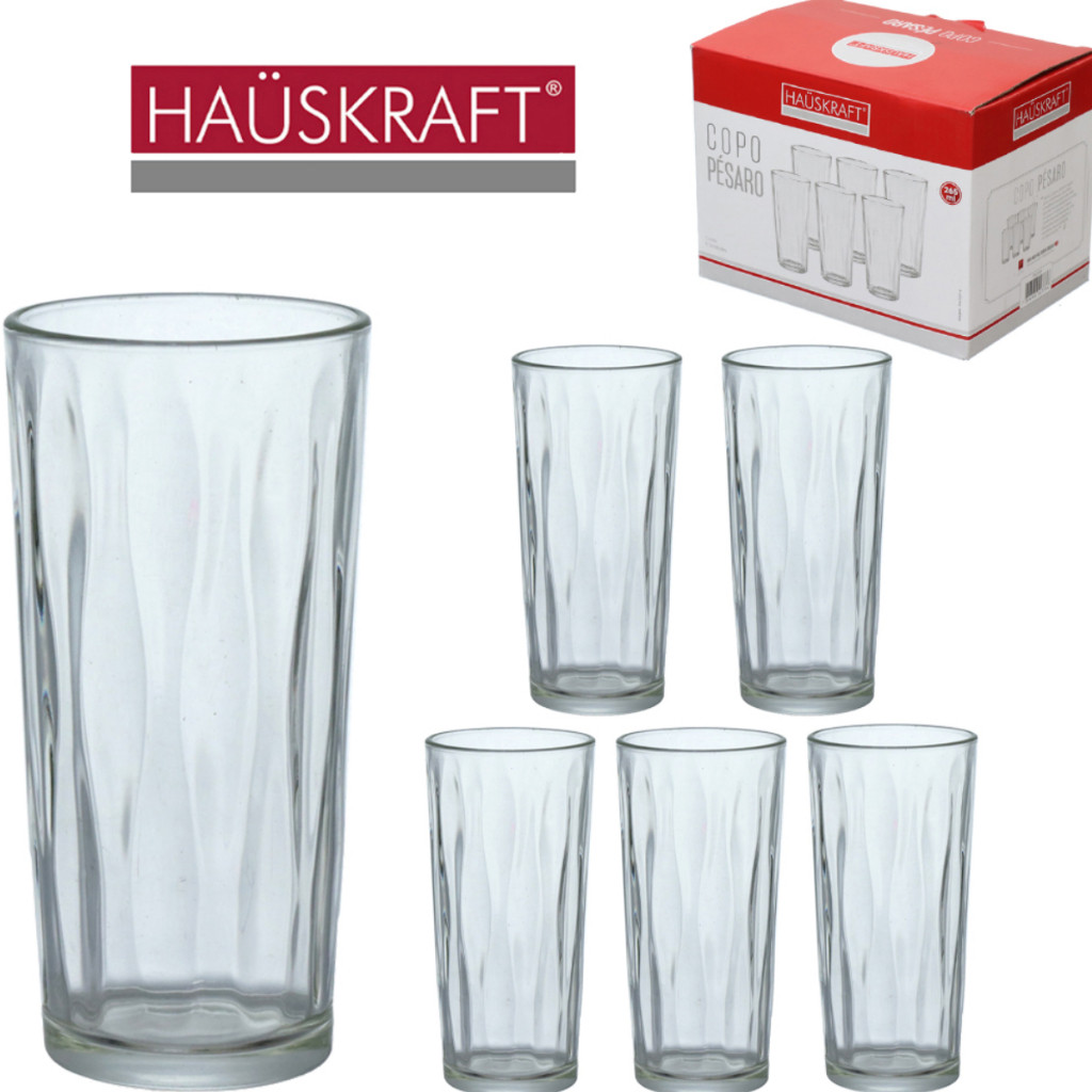 JOGO DE COPO DE VIDRO PESARO HAUSKRAFT COM 6 PECAS 265ML