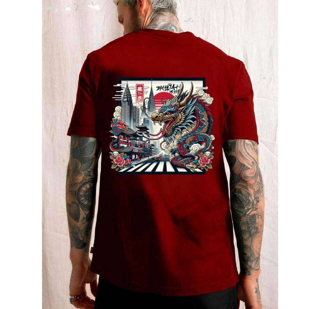 Camiseta Dragão De Komodo (COSTAS) Masculina Feminina Algodão Camisa Costura Reforçada Unissex StreetWear