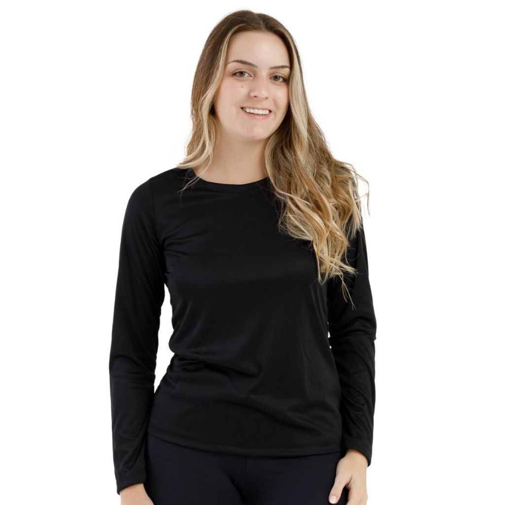 Camiseta Térmica Proteção UV 50+ Feminina Manga Longa Slim Fit Suplex Ultra Leve Esportiva 3060A