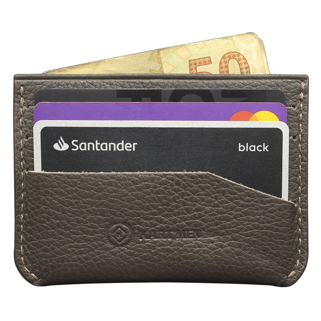 Carteira masculina de couro Pocket Porta Cartão Cartões Compacta Couro Ultra Fina Slim Pequena