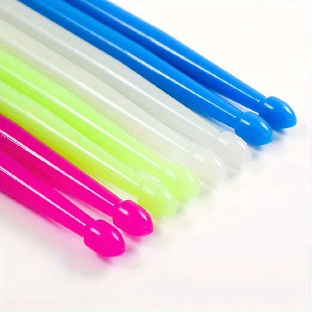 1-Par de Baquetas Luminosas 5A com Ponta Clássica Gota d'Água, Nylon, Neon, Coloridas, Brilhantes - Ideais para