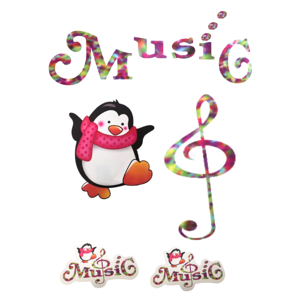 Adesivo decoração de Geladeira Baby Pinguim Music Colorido