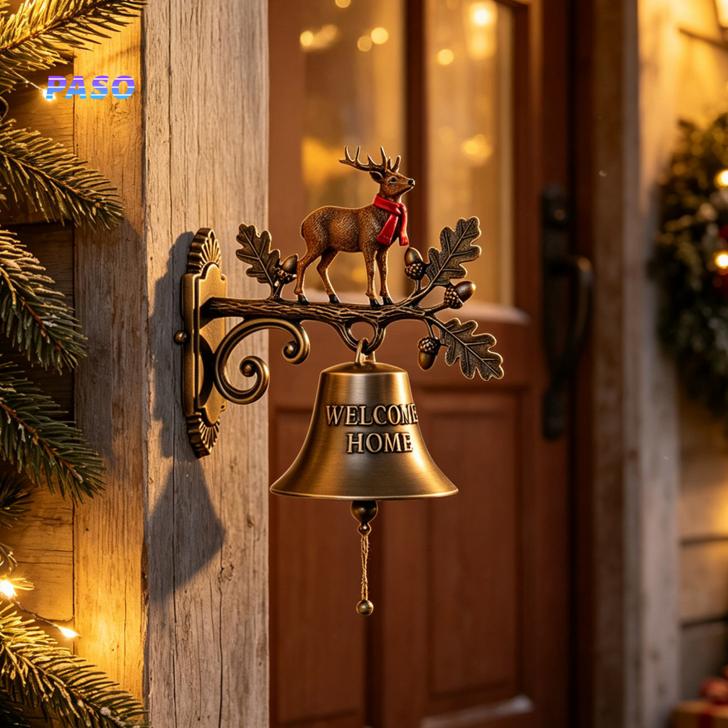 Decorative Doorbell for Home Christmas Door Decor Vintage Decoration Metal Resin Hanging Wall Bell for Garden Patio Fron