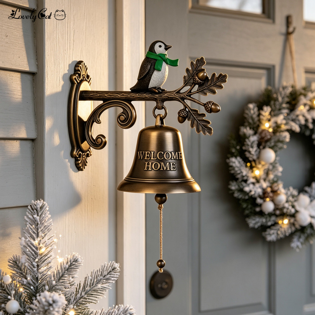 Decorative Doorbell for Home Resin Metal Hanging Bell Vintage Christmas Decoration Wall for Garden Patio Front Door for