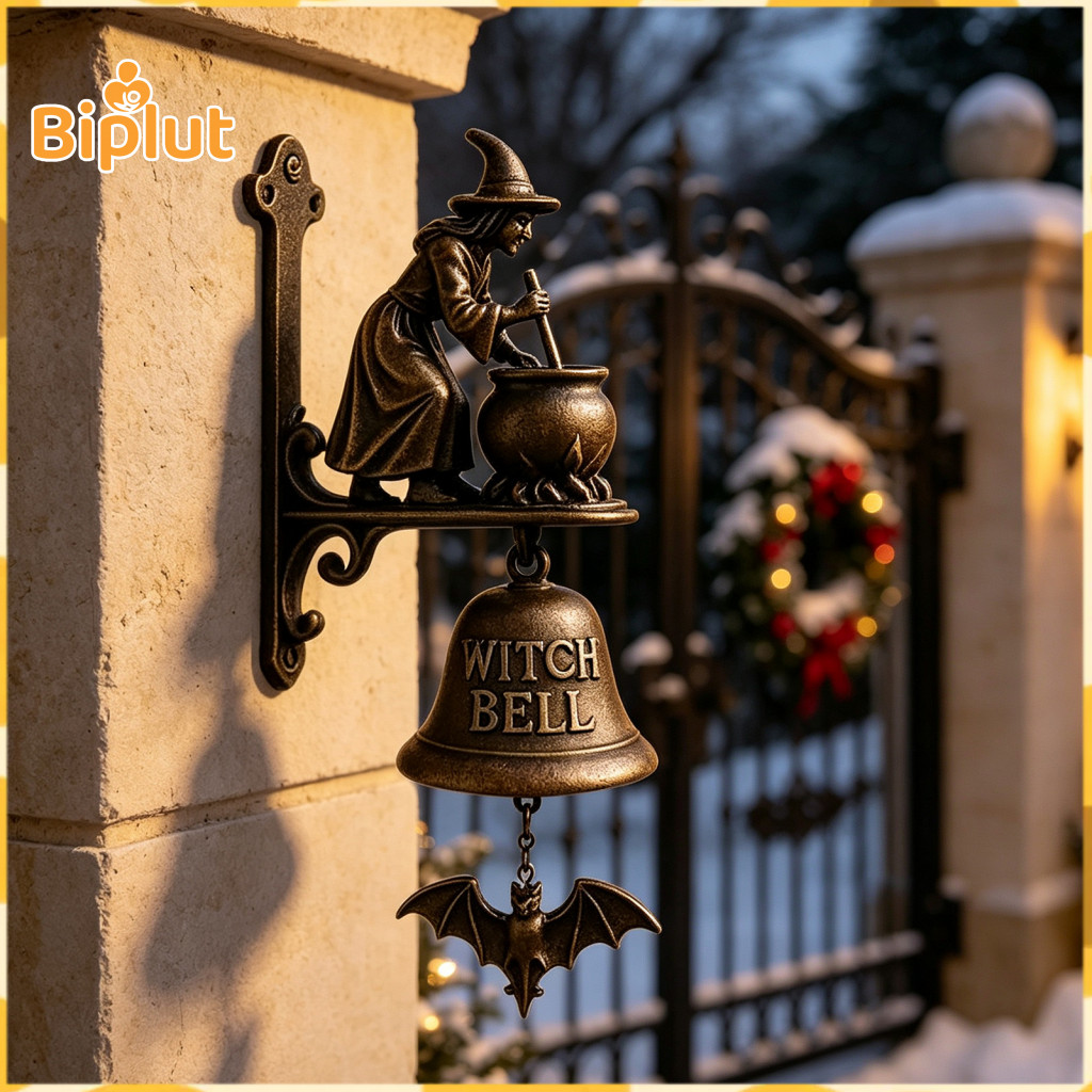 Holiday Gift for Friends Decorative Doorbell for Home Vintage Christmas Decoration Metal Resin Hanging Wall Bell for Gar