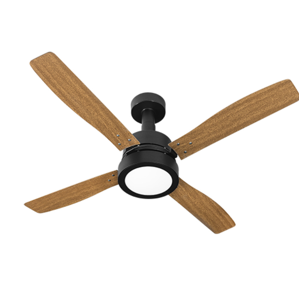Ventilador De Teto Decorative Vintage Led PRETO 4 Pás cor MOGNO Led 18W 3000K 130W 127V C3V 25-4120 Ventidelta