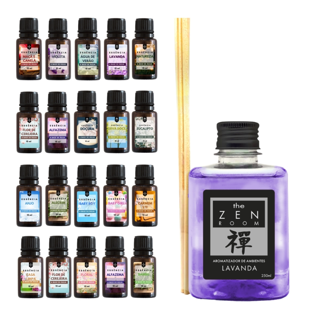 Super Kit Essências Para Umidificador + Difusor de Ambiente Varetas Yantra 250ml - Personalize o Seu Kit