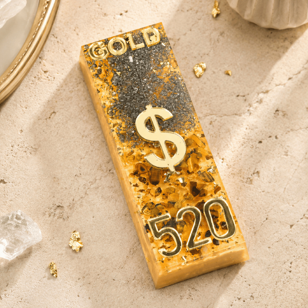 Orgonite Barra De Ouro Artesanal Dourada Com Cristais 520 Decoração Energética Ambiente Proteção