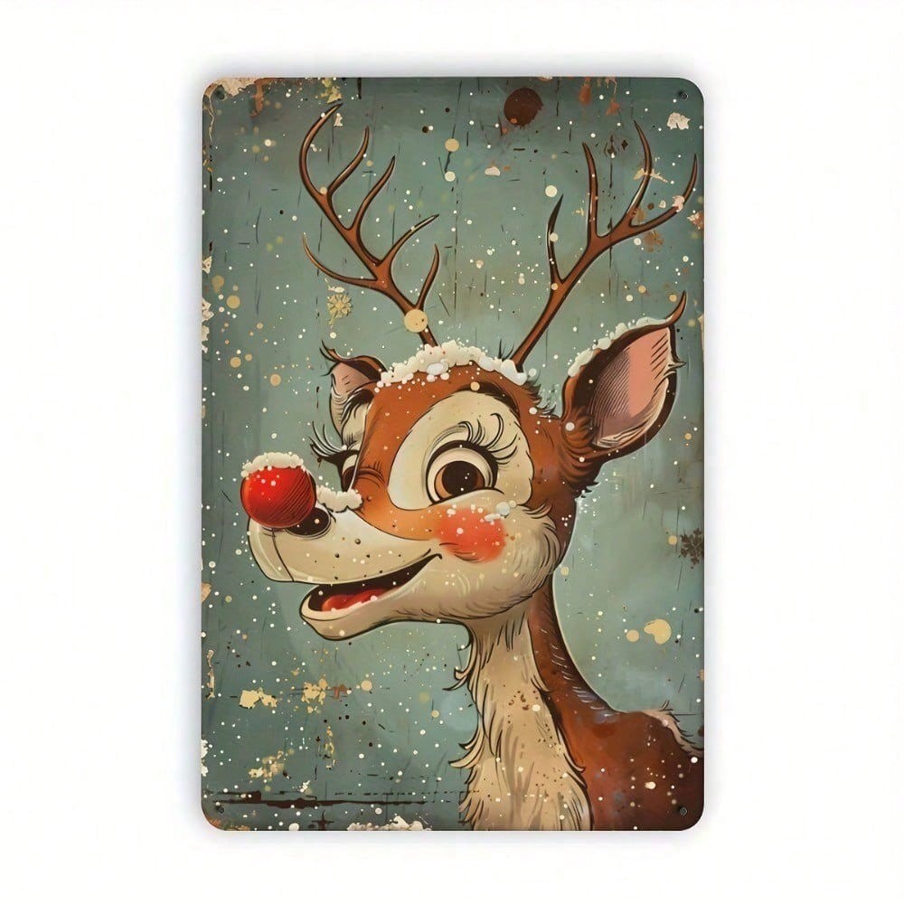 CIFbuy Christmas Elk Tin Sign 8x12 Polegadas Retro Decoração De Parede De Natal Presente