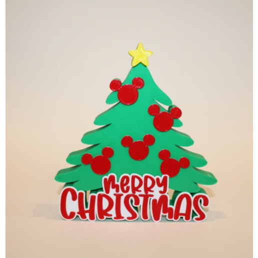 Placa Decorativa  Aevore de Natal Mickey Merry Christmas Personalizada em 3D