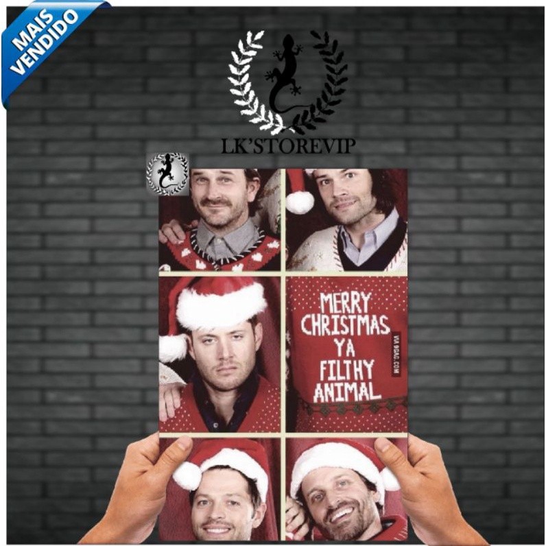Quadro placa decorativa de natal  A Very Supernatural Christmas 20x30Alta Qualidade 4k