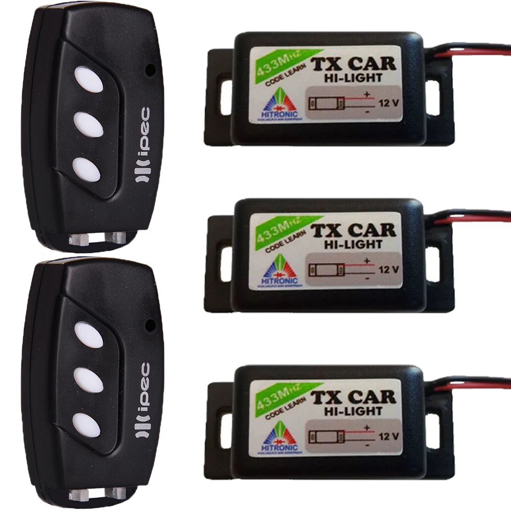 2 Controle Portão Alarme 3 Canais com Clip de Fixação + 3 Tx Car Carro Moto Farol Luz Alta Prova De agua