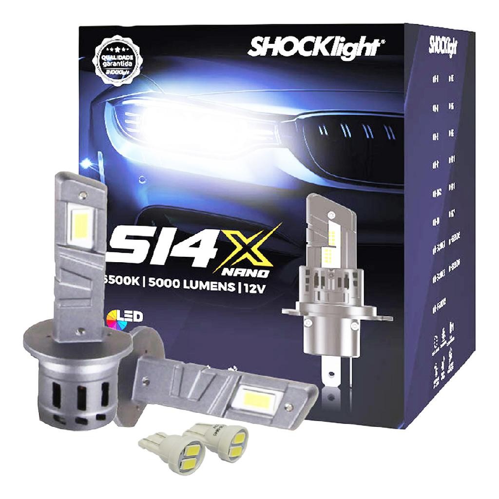 Lâmpadas H1 Led Nano S14x 6500k 5000lm Canbus + Par Led T10
