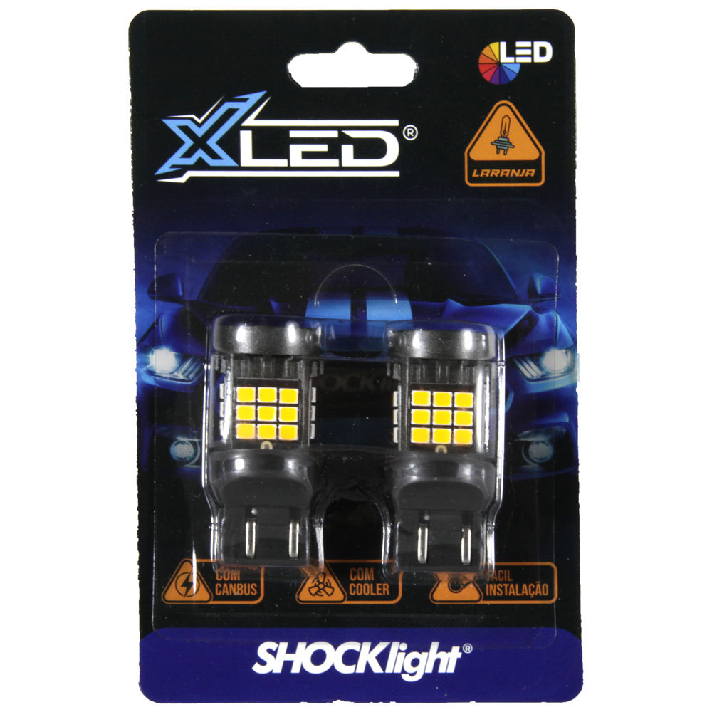 Lâmpada led 2 polo t20 36 led shocklight canbus laranja 12v