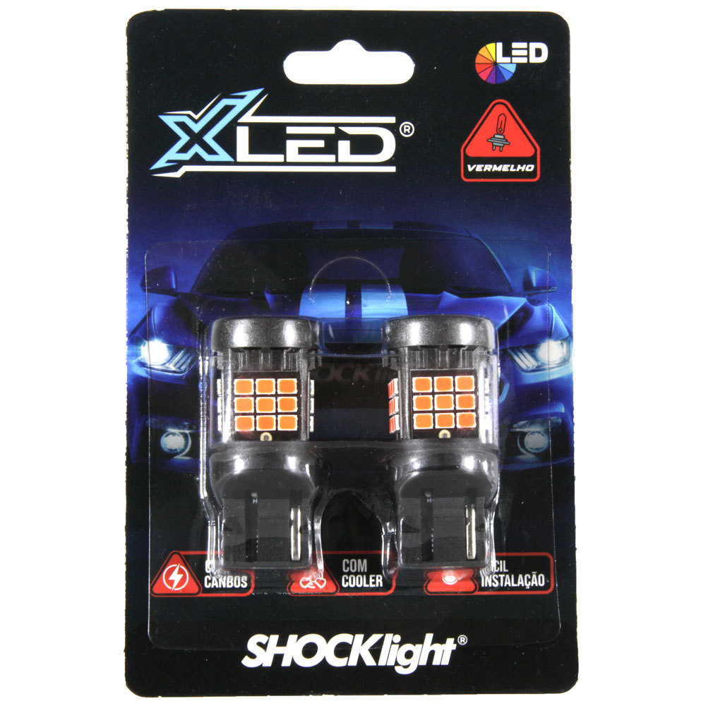 Lâmpada led 1 polo t20 36 led shocklight canbus vermelho 12v