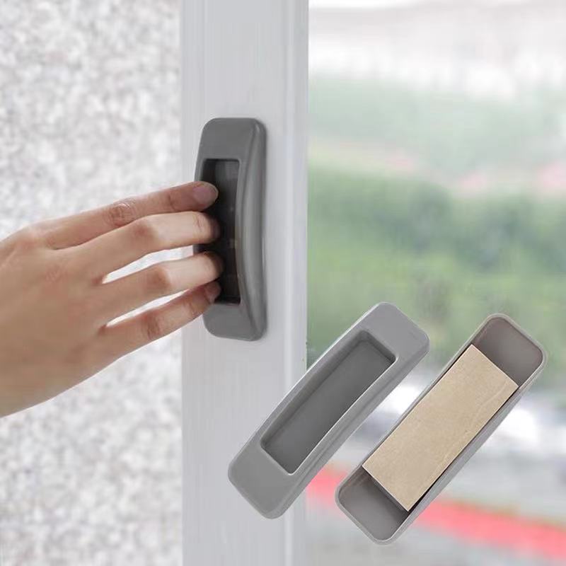 Puxador Adesivo Para Moveis C/2pçs Plástico Branco com adesivo para fixação./Puxador De Porta De Vidro Auto-Adesivo Fácil De Install Para Portas / Gavetas / Porta De Vidro