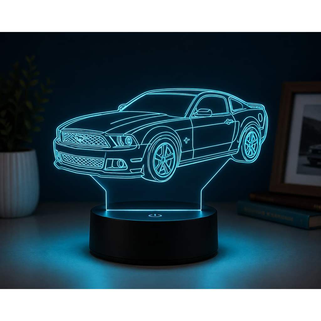 Luminária 3D LED Ford Mustang Muscle Car Decorativa