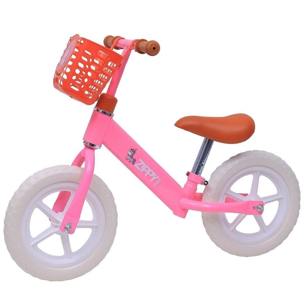Bicicleta de Equilíbrio com Cestinha Aro 12 Rosa BE23314 Zippy Toys