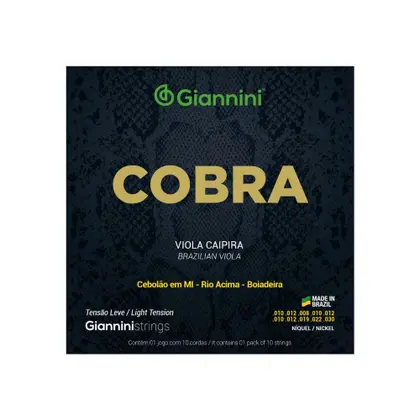 Encordoamento Viola Caipira Giannini Cobra Níquel Tensão Leve GESVNL