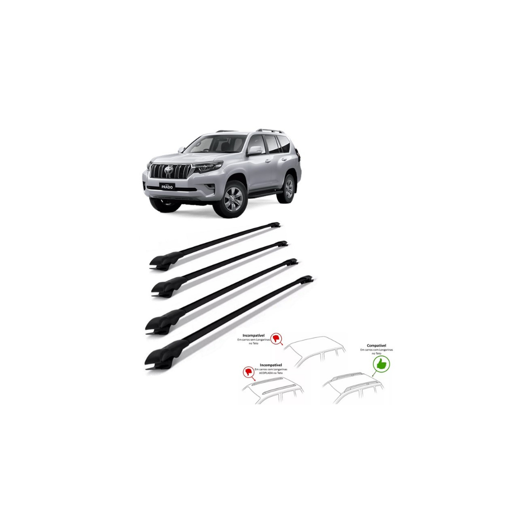 Bagageiro Toyota Land Cruiser Prado 2003 A 2009 4 Barras Rack Slim Heavy Car