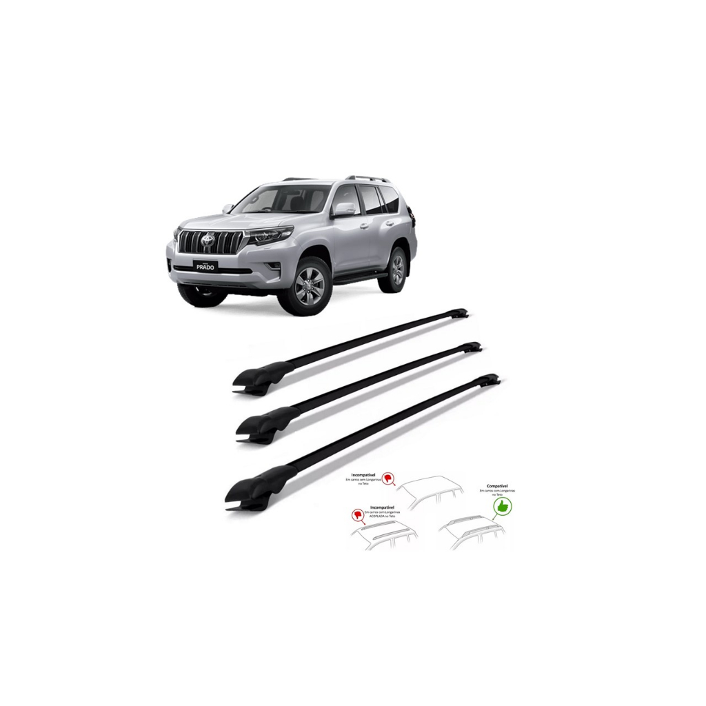 Rack Travessa Toyota Land Cruiser Prado 2003 A 2009 3 Barras Bagageiro Slim a Heavy Car