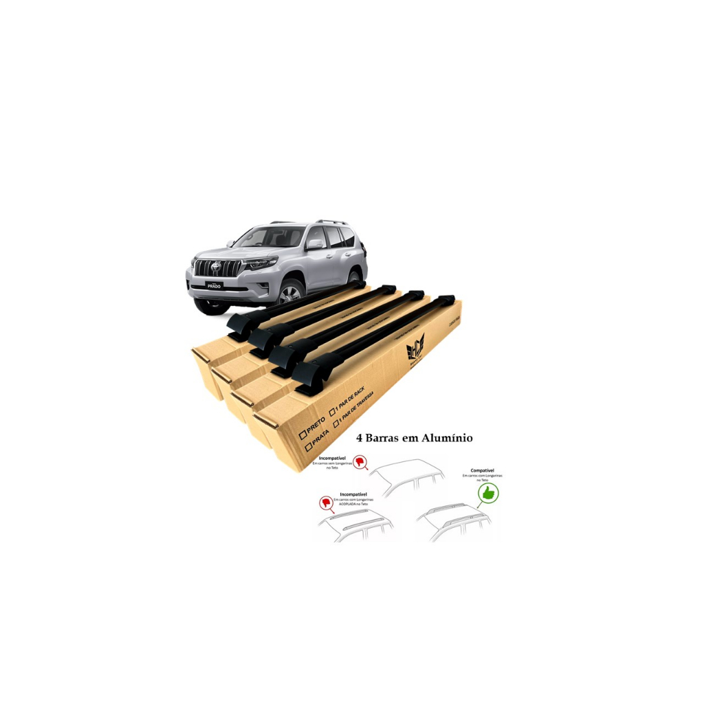Rack Travessa Toyota Land Cruiser Prado 2003 A 2009 4 Barras Bagageiro Larga Heavy Car