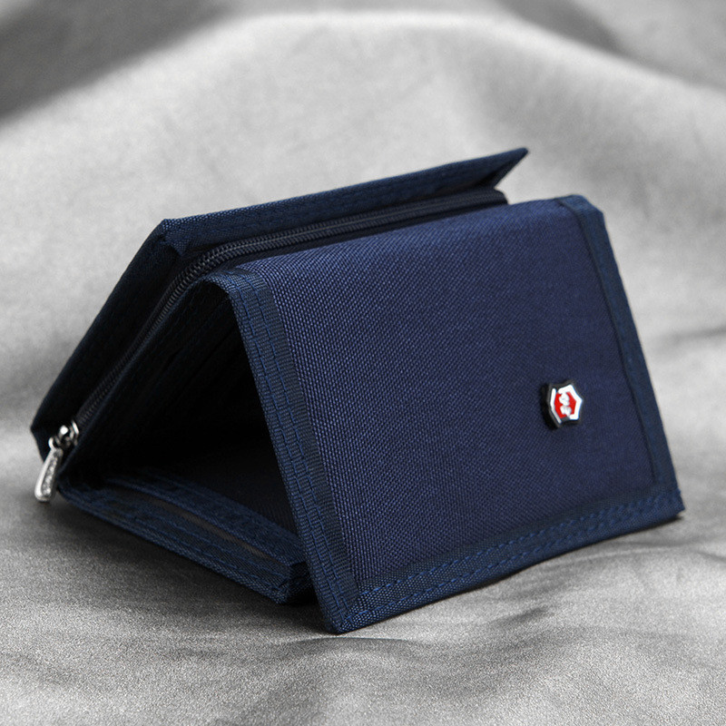 Moda Retro lona carteira Tri-fold estudante tecido zíper carteira moeda bolsa titular do cartão