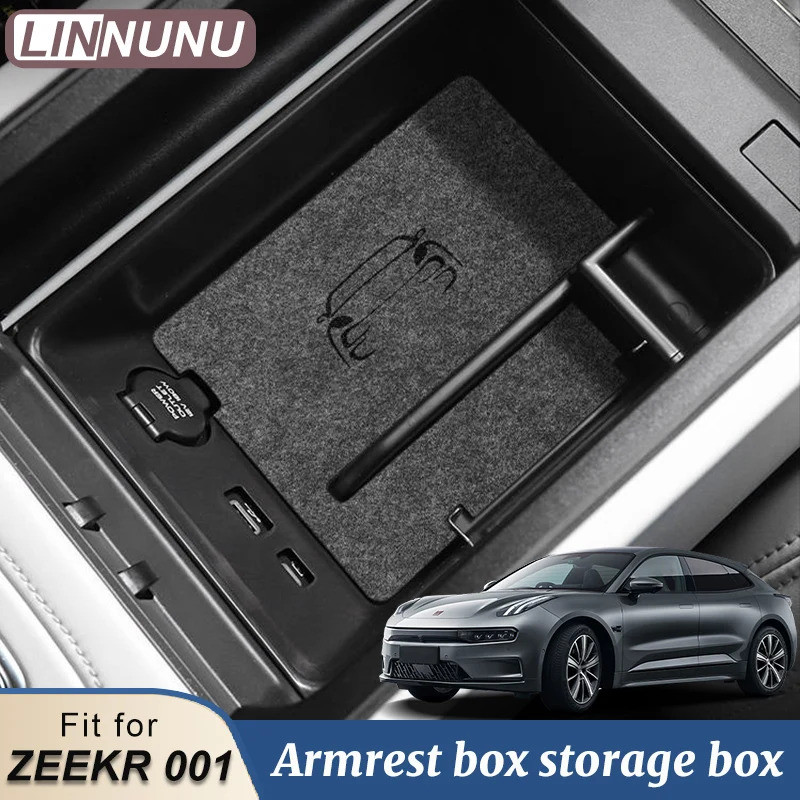 LINNUNU Car Armrest Storage Box Fit for ZEEKR 001 Central Control Container Auto Interior Accessories Glove Organizer St