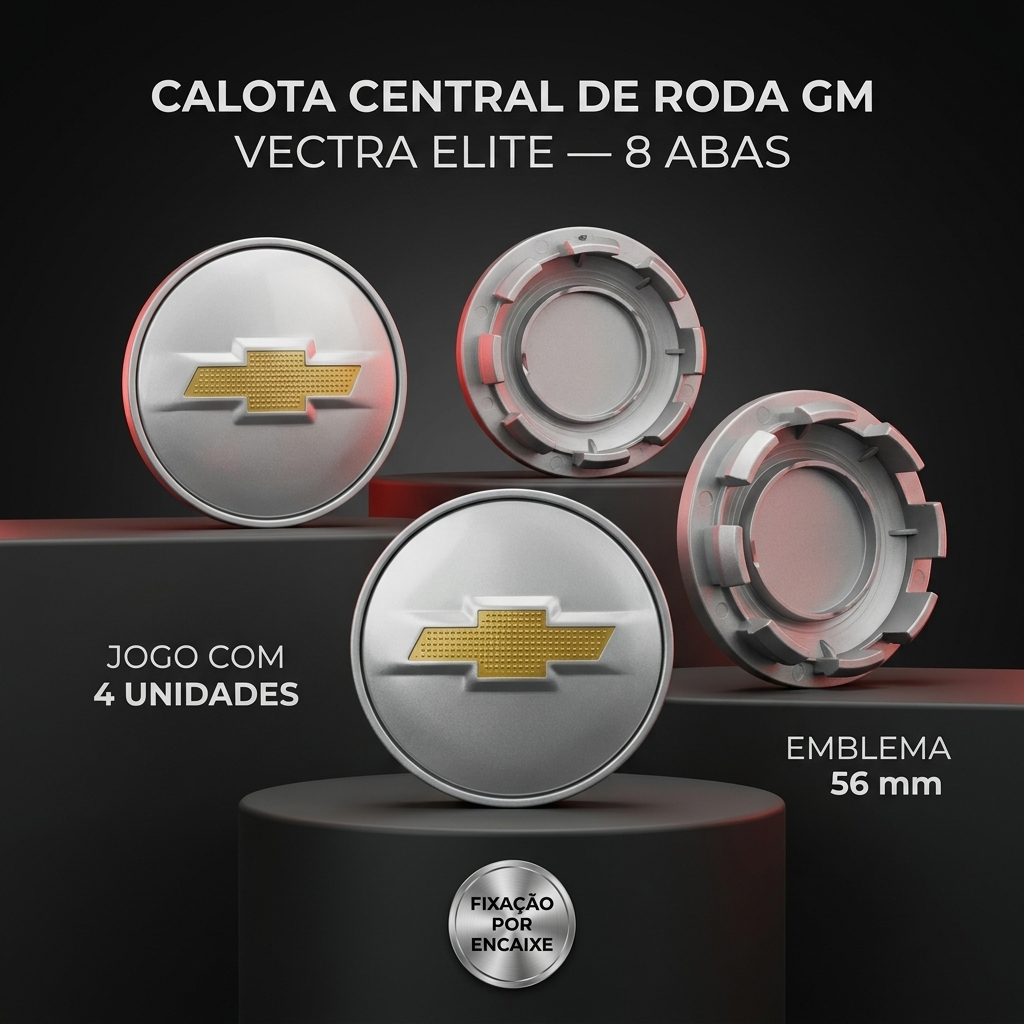 Kit Com 4 Calotinha Central Tampa Miolo de Roda Original GM Astra SS Agile Astra Sunny Vectra Elite