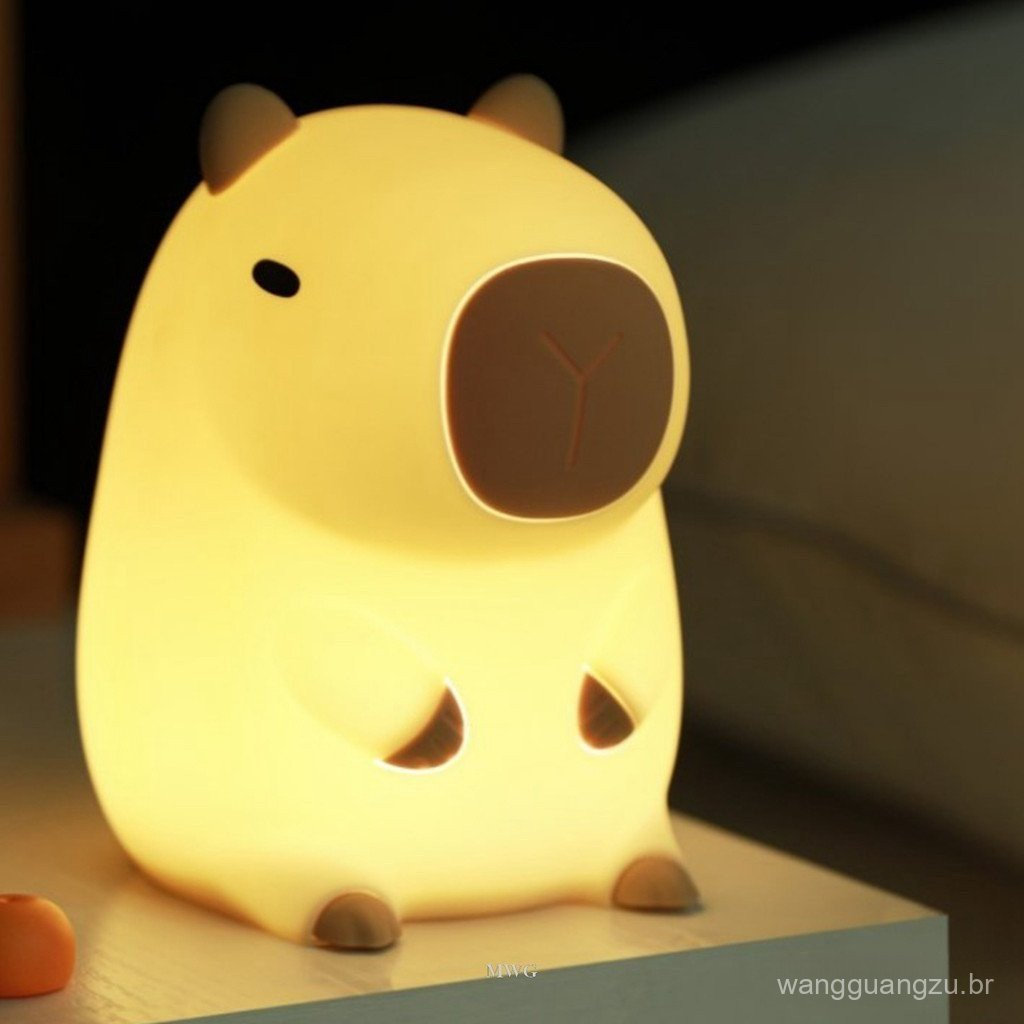 MWG Cute Capivara Night Light Silicone Nightlamp USB Recarregável Timing Lamp Tap Control Touch LED