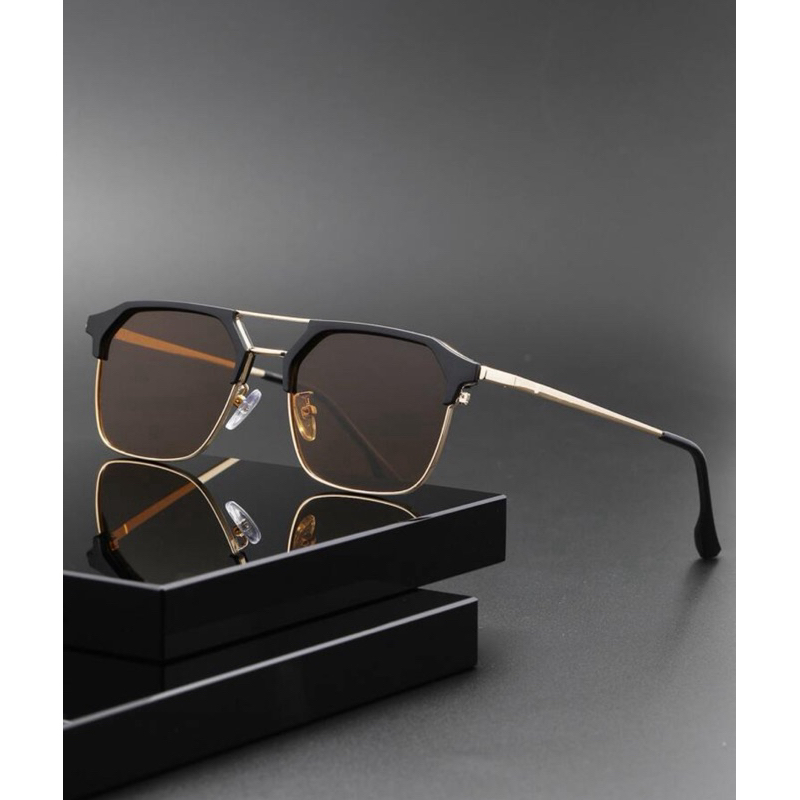 1 Óculos de Sol Unissex de Armação Metálica Retrô, Eyewear Vintage Clássico de Moda