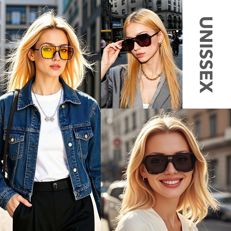 Moda Óculos De Sol Quadrados De Grande Armação Femininos Homens Vintage Retro Lady Eyewear