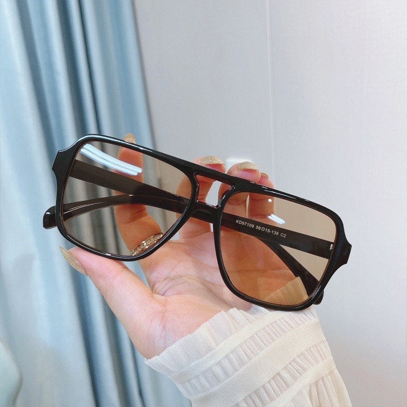 Pontes Duplas Óculos De Sol Quadrados De Tamanho Superior Mulher Retro Gradient Eyewear UV400 Designer Vintage