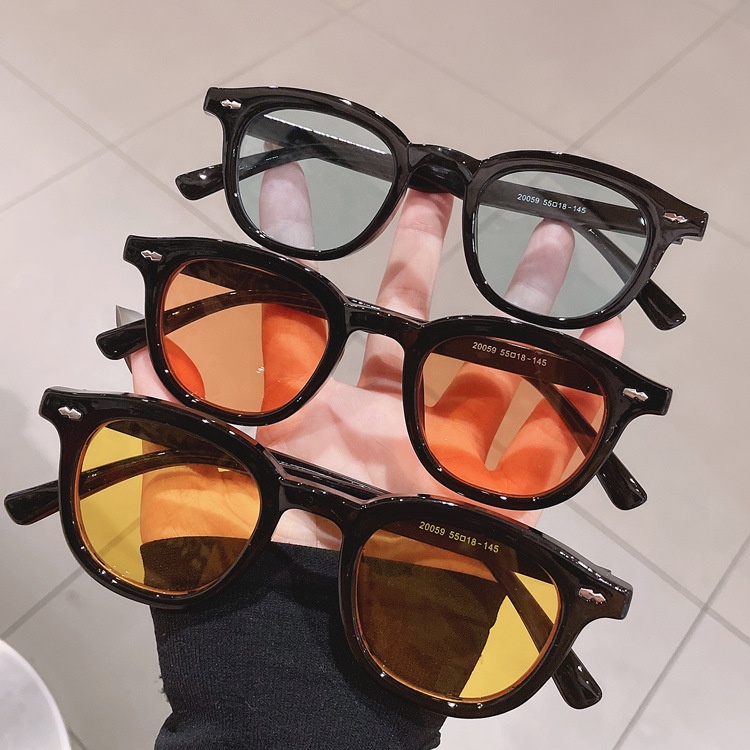 Moda Retro Óculos De Sol Para Mulheres Dos Homens Do Vintage Pequeno Quadro Redondo Lente Amarela UV400 Shades Eyewear