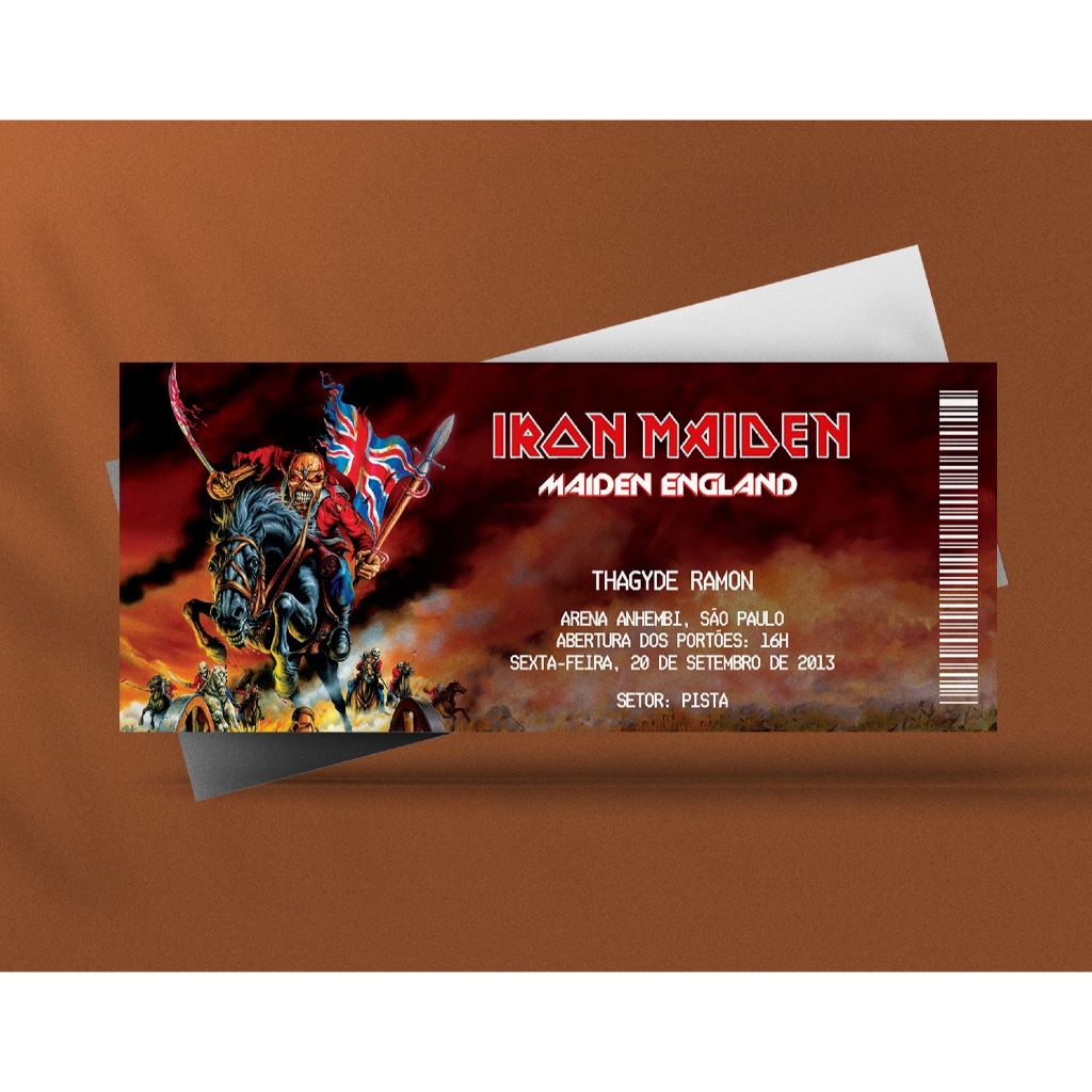Ingresso Holográfico Personalizado Iron Maiden - Maiden England World Tour 2012-2013