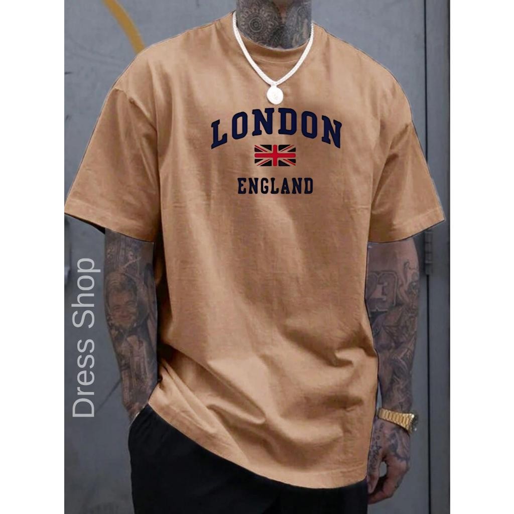 Camiseta OverSized Masculina com estampa de LONDON England Camisa 100% algodão
