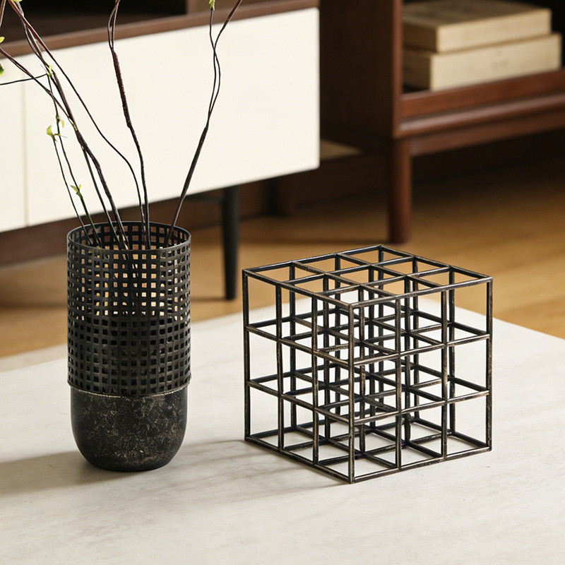XGXM Modern minimalist geometric square ornament, hollow cube design, creative decorative piece for model homes, home de
