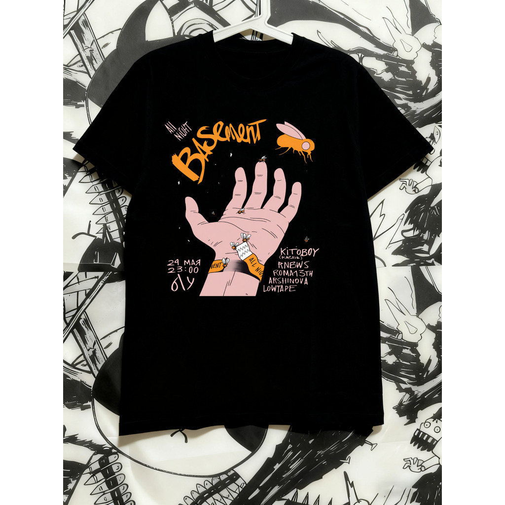 Music.Soul Camiseta Estampa All Night Basement Kitboy Rnews Romai3th Arshinova Lowtape Confortável Fofa Estilosa Casual