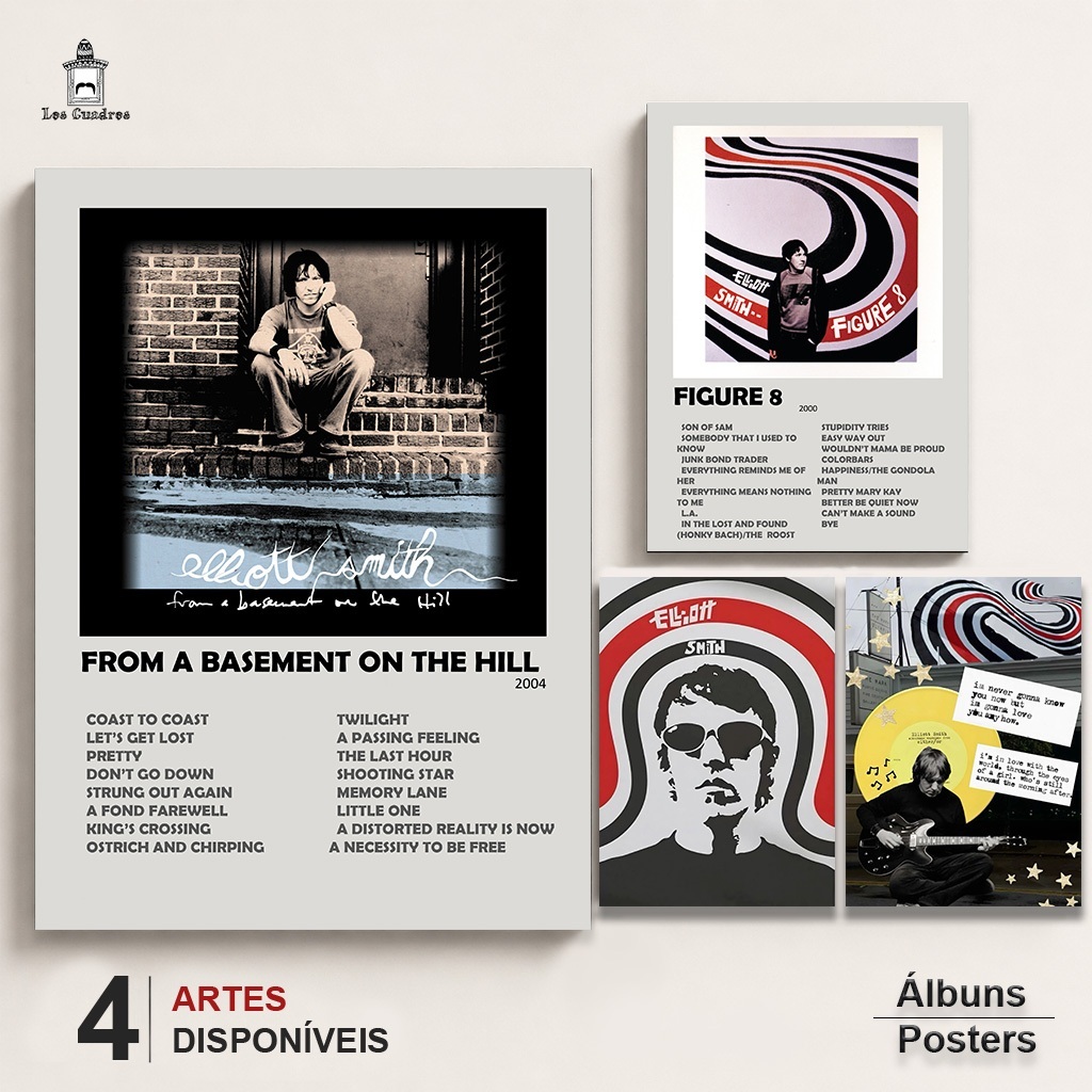 Placas Quadros Decorativos Elliott Smith From A Basement On The Hill em MDF 28x20cm