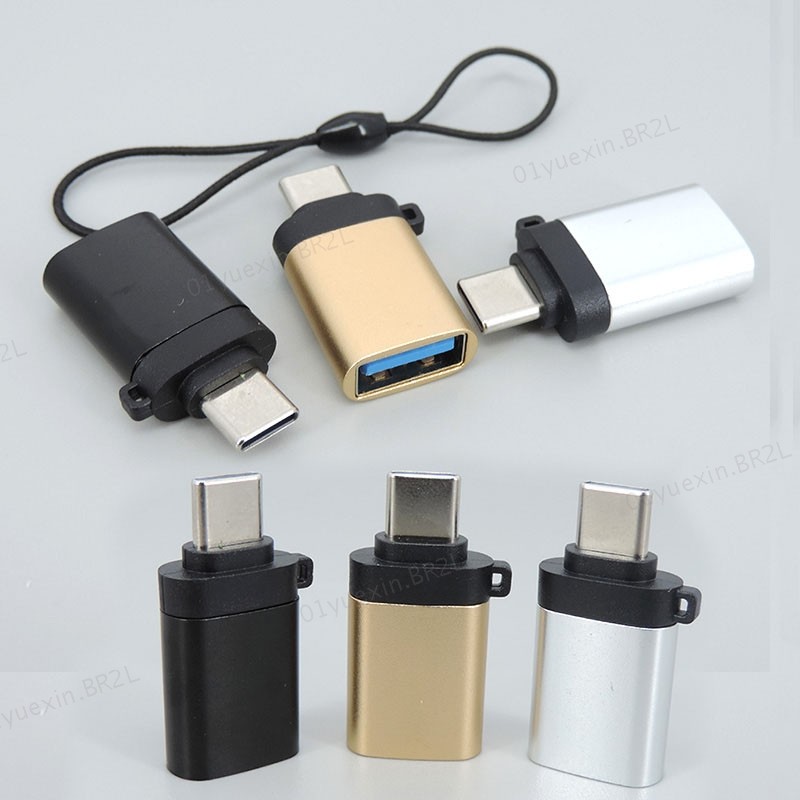 Protable USB 3.0 Tipo-C OTG Adaptador Macho Para Fêmea Conversor Com Anel De Corda Pendurado Conector USBC BR2L