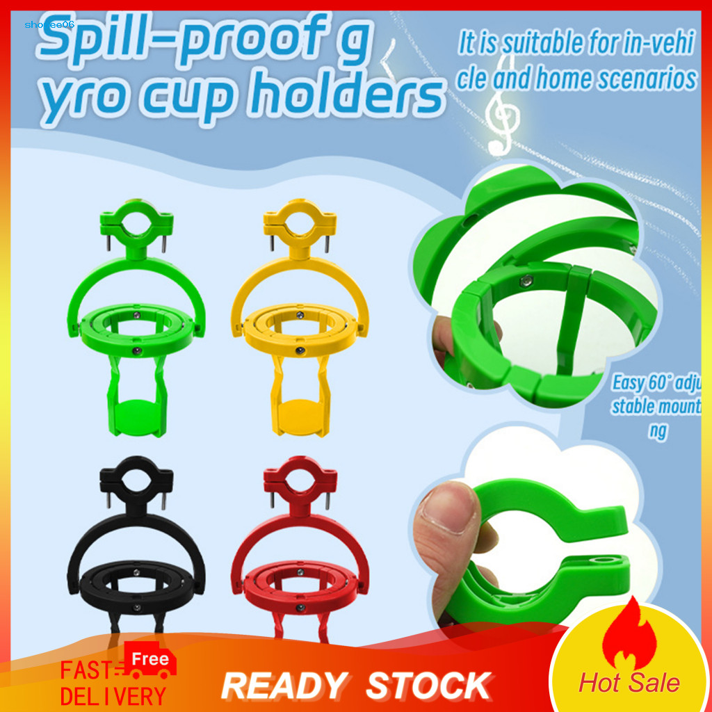 Gyro Cup Holder for Motorcycle Durable Plastic 360° Rotatable Car Clip-on Anti-spill Self-leveling Drink for Cars for S