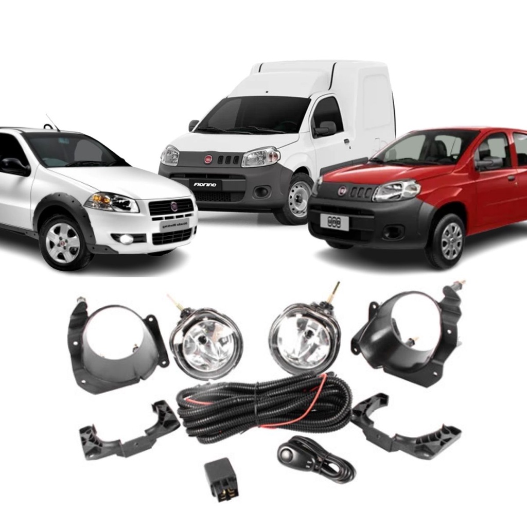 Kit Farol Milha Novo Uno Strada Work Fiorino Ducato Botão Universal H1 12V 55W Shocklight SL-091310U