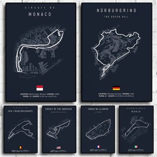 quadro decorativo Fórmula1 imola Mônaco circuito pista f1 arte nordic posters sala quarto escritório