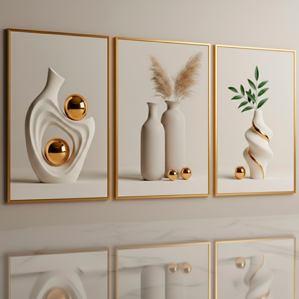 Quadro Decorativo Trio Abstrato Nordic Hal Decoração de Parede Casa Quarto Escritório
