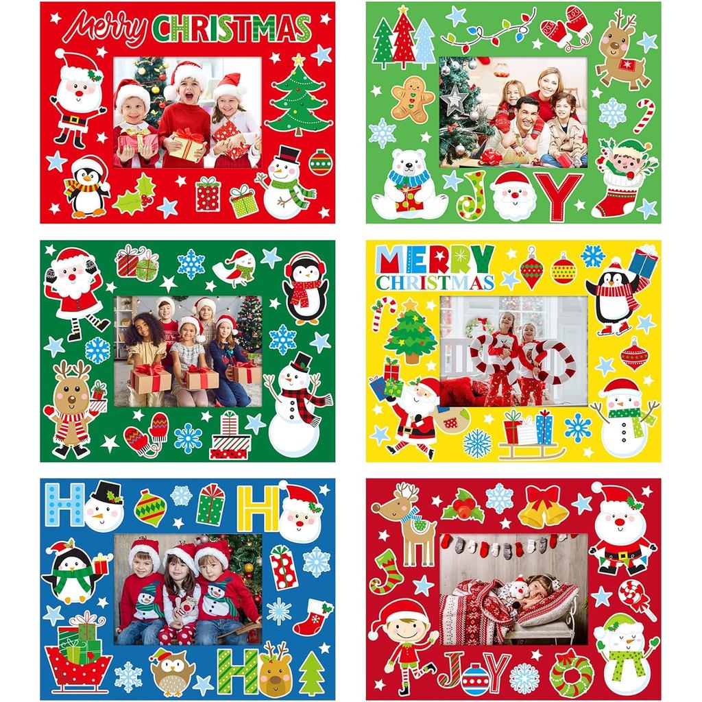 Capoda 24 Pack Christmas Photo Frame with Stickers DIY Picture Frame Ornaments for Xmas Party & Winter Decor