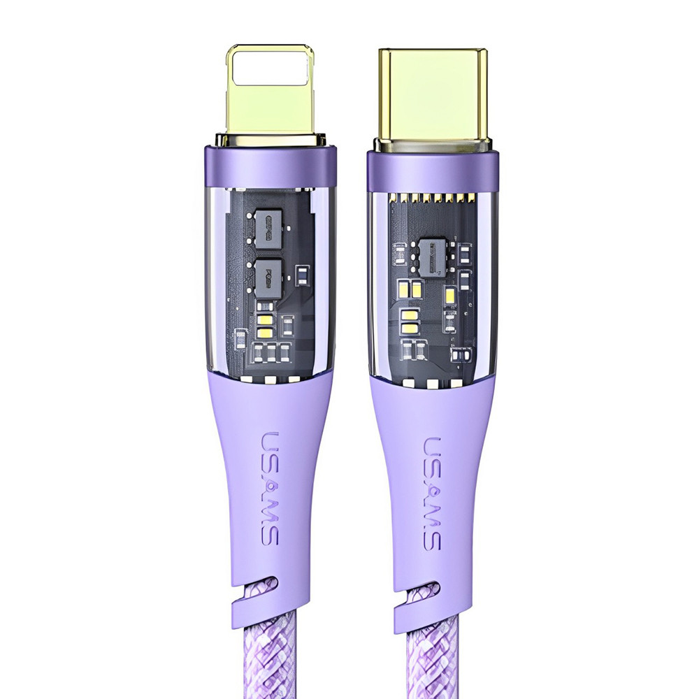 Cabo Usb Usams Tipo C pra Lightning Pd 20W 1.2 M Púrpura