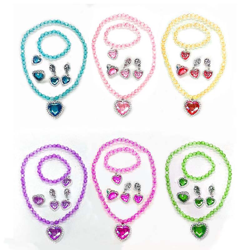 Baby Girls Dress Up Jewelry Beading Necklace Bracelet Earrings Ring Princess Coplay Acessories  Beaded Orname