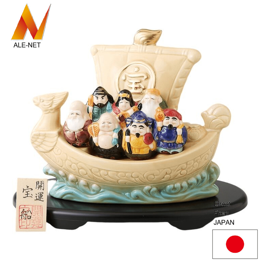 ALE-NET Estatueta de boa sorte, boa sorte, boa sorte, sete deuses da sorte, boa sorte, navio do tesouro, cor creme, interior, amuletos da sorte 【Direto do Japão】